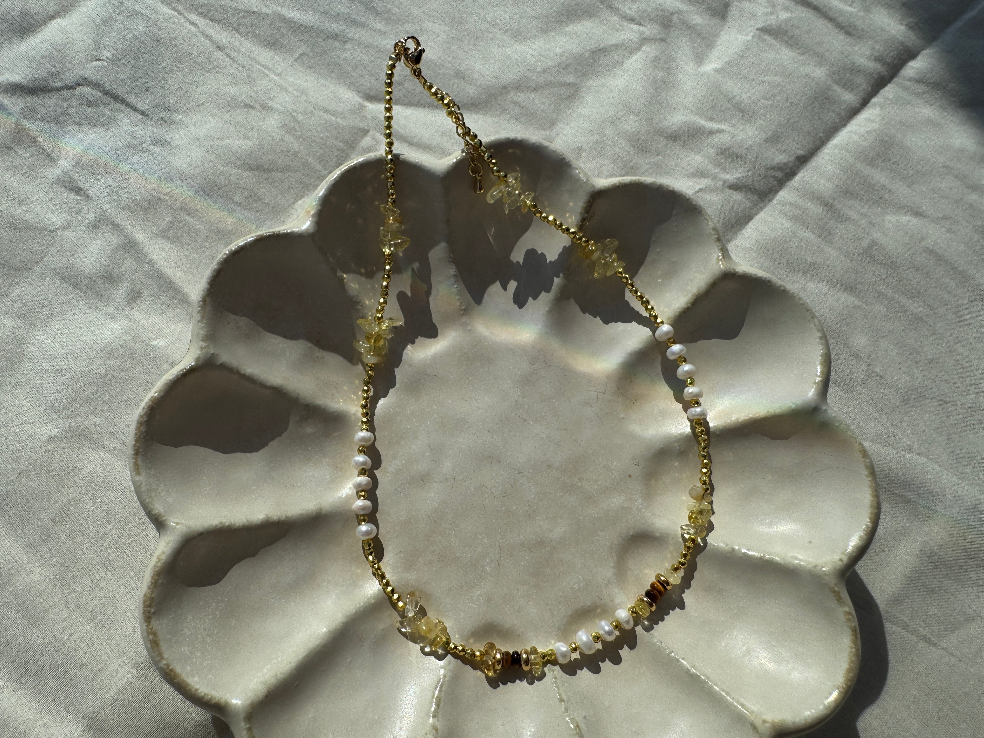 Champagne Pebble Crystal Necklace