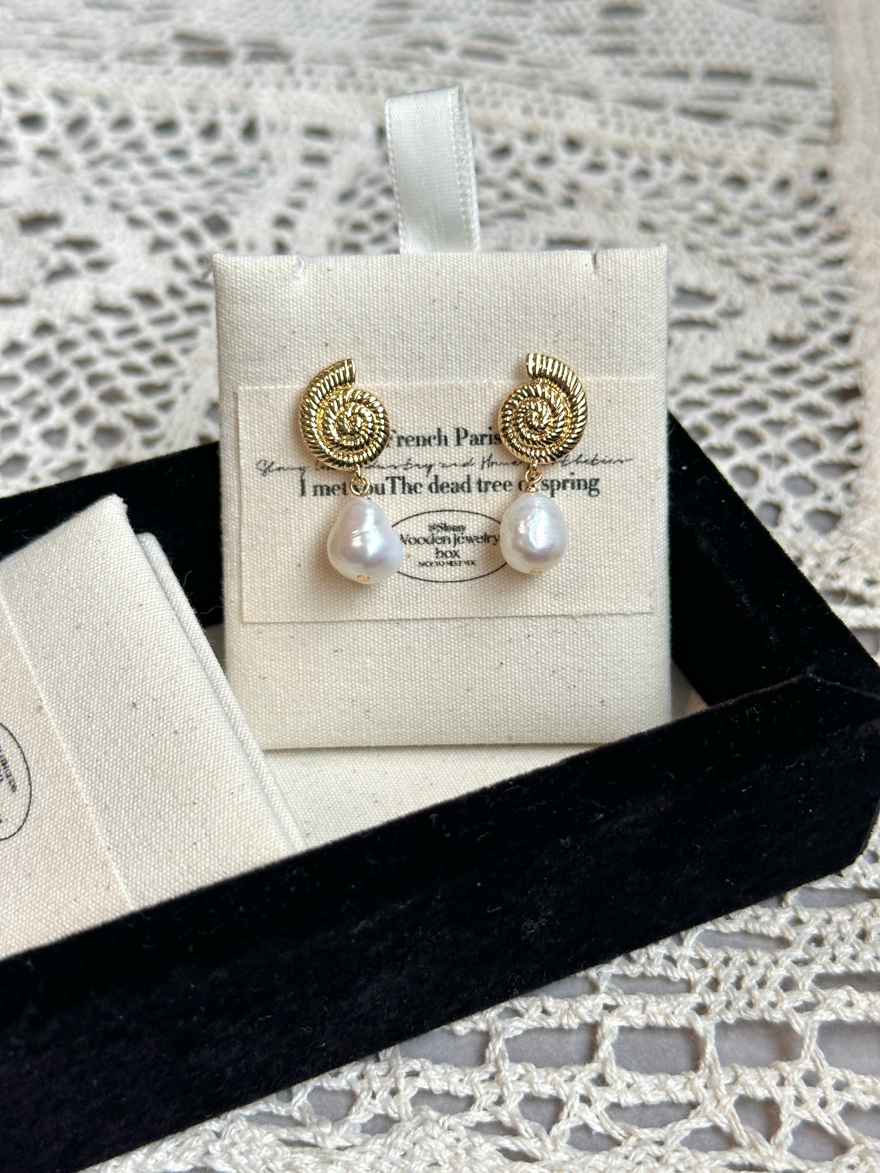The Conch minimalist shell earrings, 18K gold plated brass, daily beach office wear