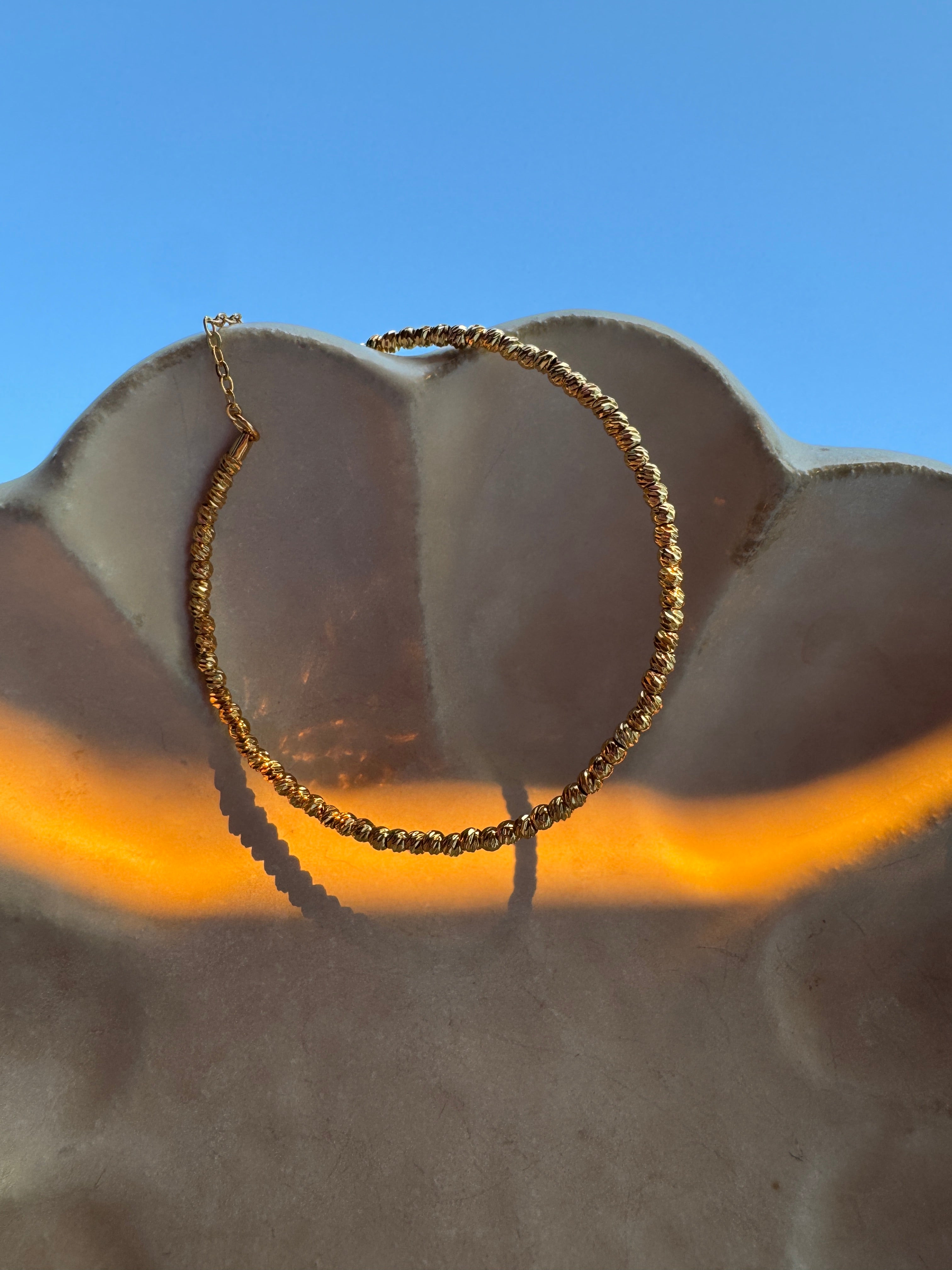 Gilded Ripple minimalist gold bracelet, 18K gold plated, ripple texture, stacking base